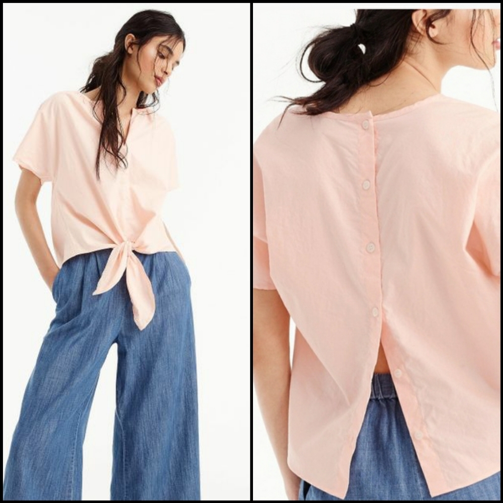 J. Crew Tie Front Pink Top